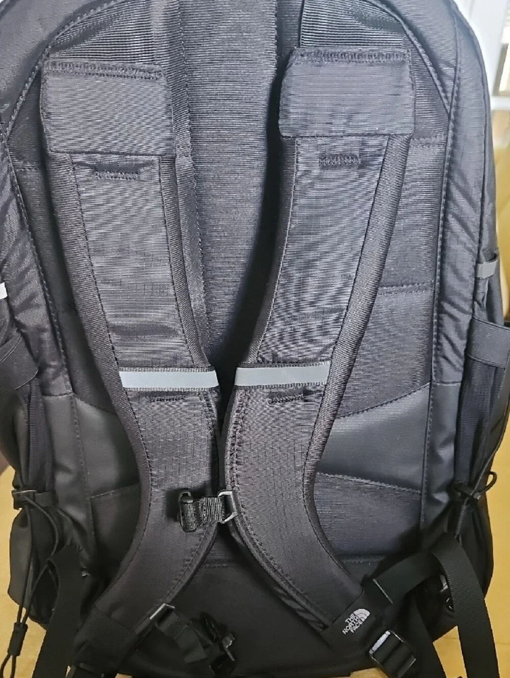 The North Face Borealis Black Backpack with Purple Cords